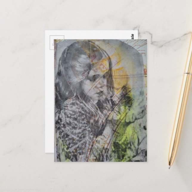 Carte Postale A Vintage Girl Catching Butterflies (Devant/Arrière en situation)