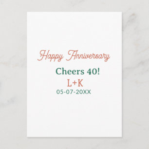 Carte Postale À votre santé 40 joyeux anniversaire orange vert n