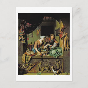 Carte Postale A Woman and a Fish Peddler, 1713 (oil panel)