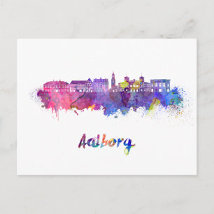 Carte Postale Aalborg skyline in watercolor