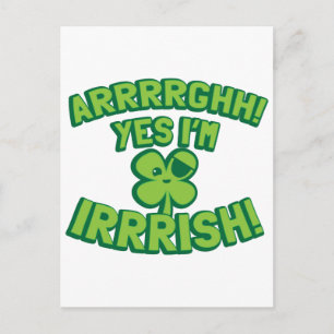 Carte Postale AARGHH OUI, je suis IRLANDAIS avec un SHAMROCK pir