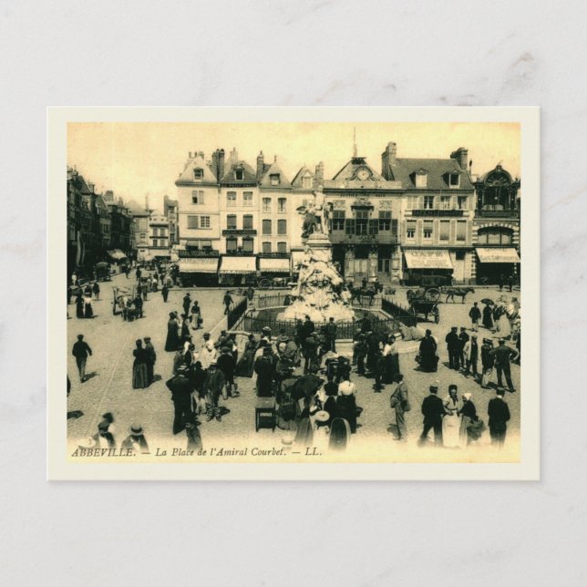 Carte Postale Abbeville, France, Amiral Courbet Place, Vintage (Devant)