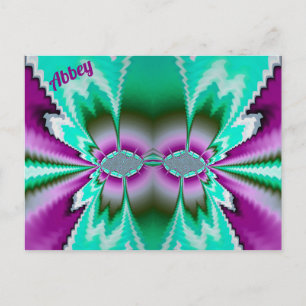Carte Postale ABBEY ~ Motif de conception fractale 3D ~ Vert pou