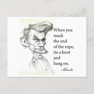 Carte Postale Abe Lincoln & "Faire Un Nœud" Citation Célèbre