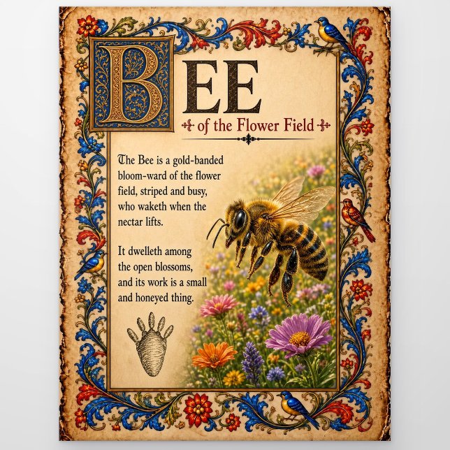 Carte Postale Abeille, Art du Bestiaire Médiéval (Créateur téléchargé)