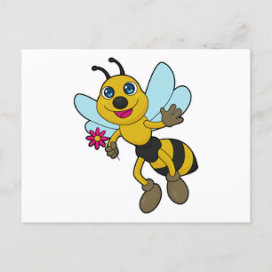 Carte Postale Abeille avec Fleur