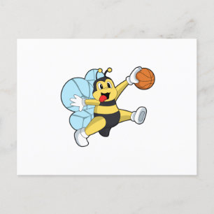 Carte Postale Abeille en tant que joueur de basket-ball avec bal
