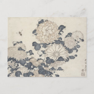 Carte Postale Abeille et chrysanthèmes