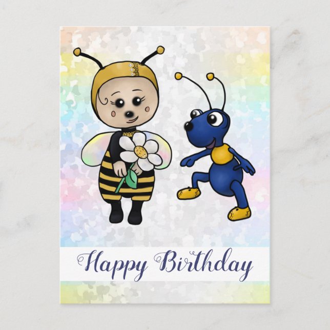Carte Postale abeille et fourmi (Devant)