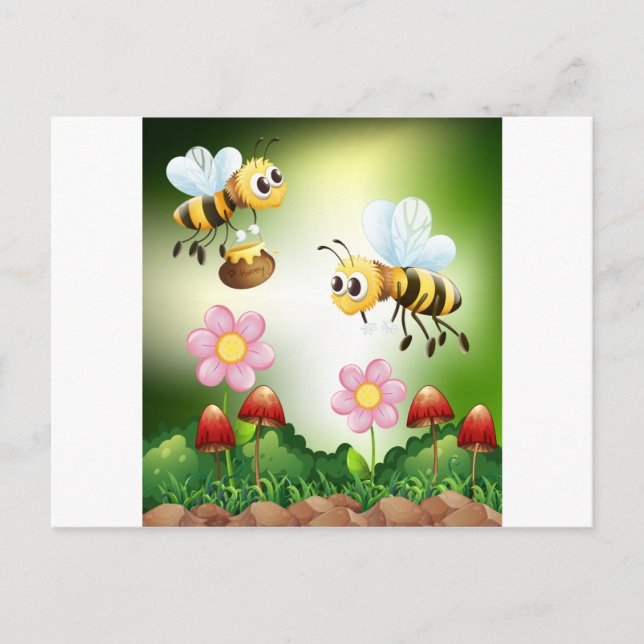Carte Postale Abeille et miel (Devant)