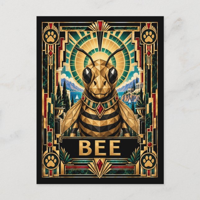 Carte Postale Abeille, faune Art déco (Devant)