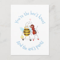 Carte postale abeille genoux et fourmi pantalons