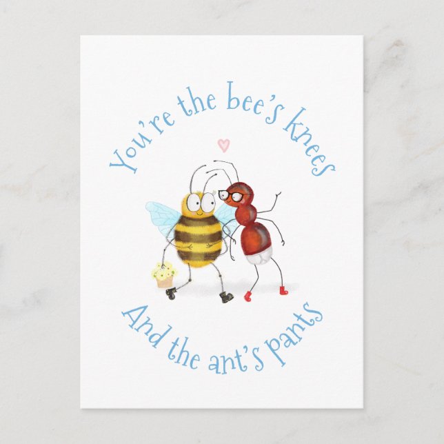 Carte postale abeille genoux et fourmi pantalons (Devant)