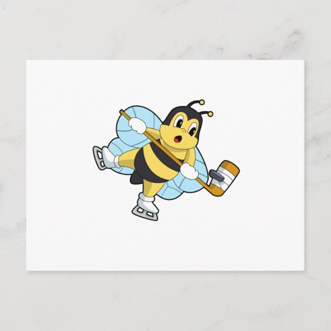 Carte Postale Abeille Hockey sur glace Bâton de hockey sur glace (Devant)