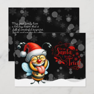 Carte Postale Abeille Impertinente Cher Père Noël J'ai Vraiment 