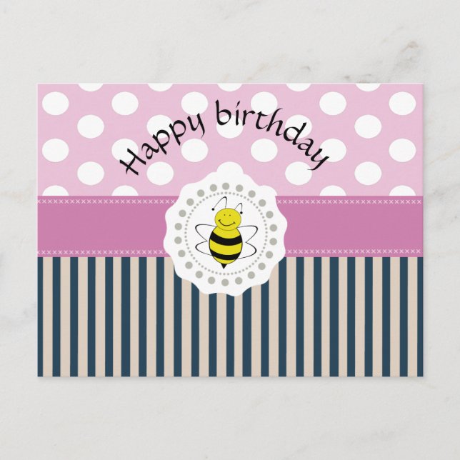 Carte Postale Abeille motif à la mode mignonne (Devant)