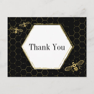 Carte Postale Abeille noire motif or merci