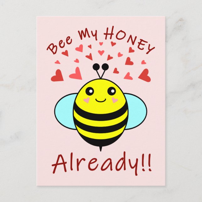 Carte Postale Abeille, sois mon MIEL déjà !! Abeille mignonne (Devant)