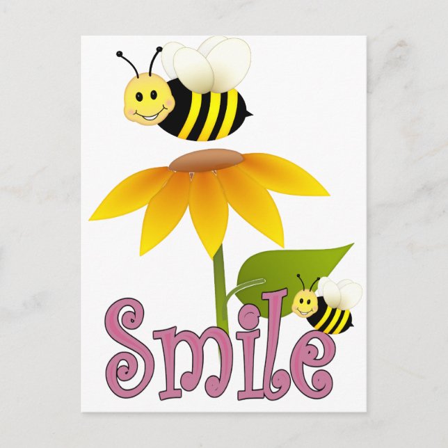Carte Postale Abeille souriante (Devant)