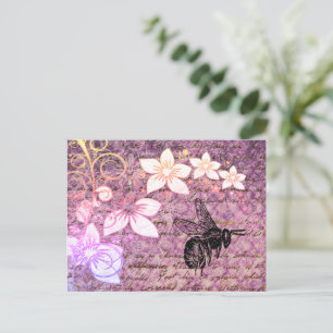 Carte Postale Abeille violette vintage