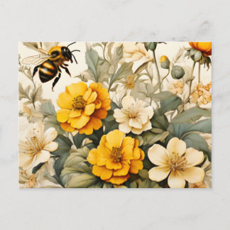 Carte Postale Abeilles à miel vintages dans les botaniques