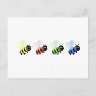 Carte Postale Abeilles colorées