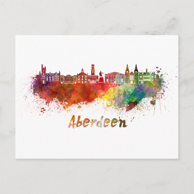 Carte Postale Aberdeen skyline en aquarelle (Devant)