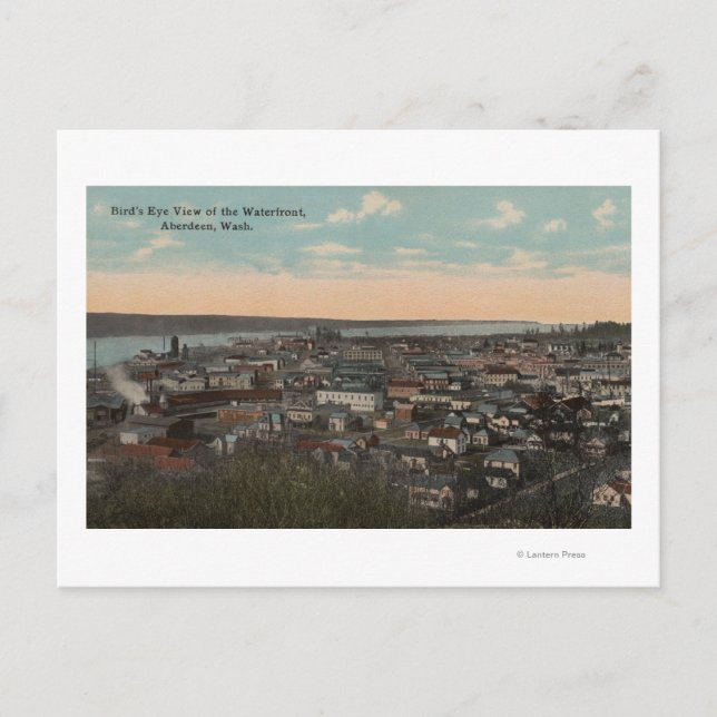 Carte Postale Aberdeen, WA - Vue de l'oeil des oiseaux sur le fr (Devant)