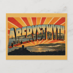 Carte Postale Aberystwyth Pays de Galles Art de Voyage Vintage