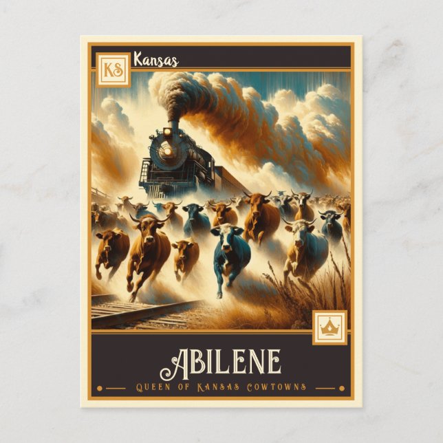 Carte Postale Abilene, Kansas | VINTAGE (Devant)