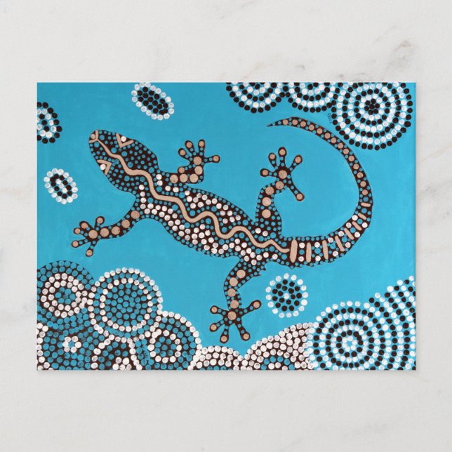 Carte Postale Aboriginal Art, Gecko, peinture ponctuelle, Dot-Pa (Devant)