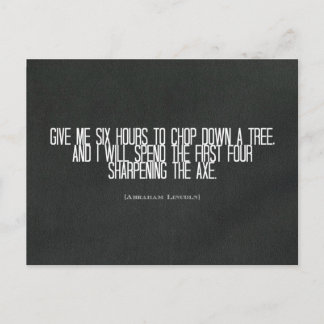 Carte Postale Abraham Lincoln cite "abattre un arbre"