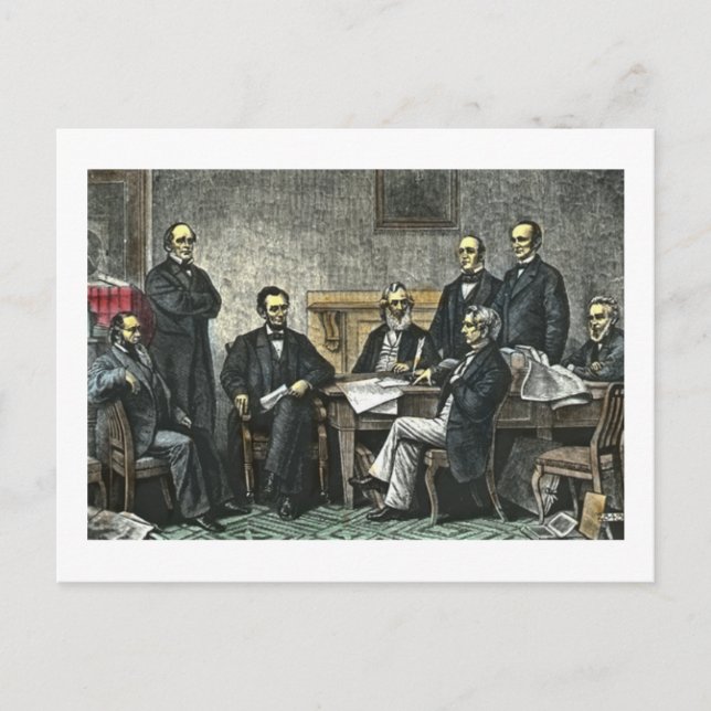 Carte Postale Abraham Lincoln et son cabinet (Devant)