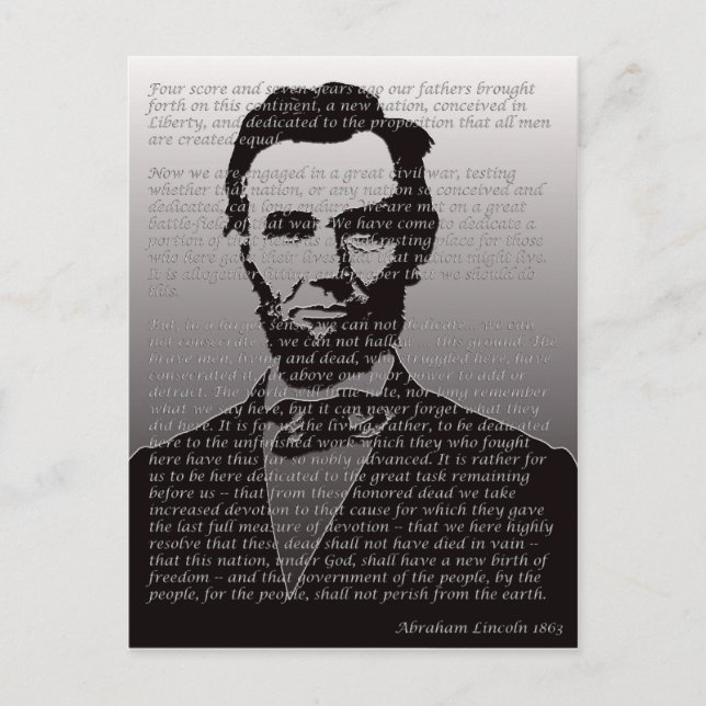 Carte Postale Abraham Lincoln Gettysburg Adresse (Devant)
