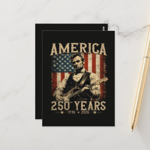 Carte Postale Abraham Lincoln Jouant de la Guitare 4 Juillet