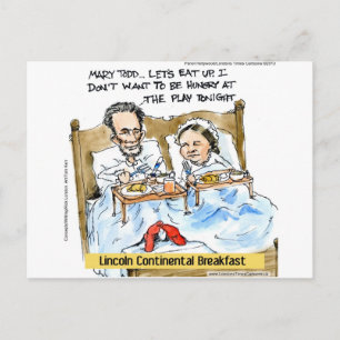 Carte Postale Abraham Lincoln & Mary Todd Petit-déjeuner au lit