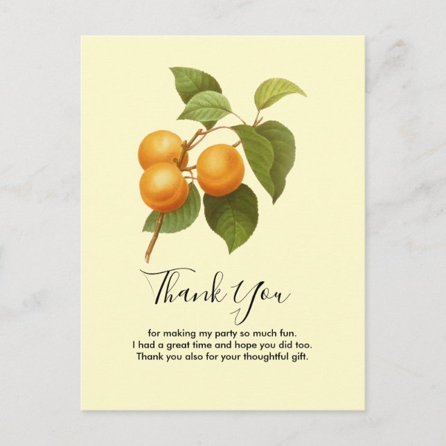 Carte Postale Abricots oranges vintage aquarelle merci (Devant)
