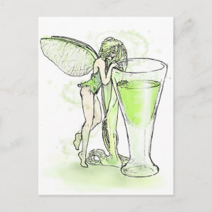 Carte Postale Absinthe La Fee Verte Fairy With Glass (pas de tex