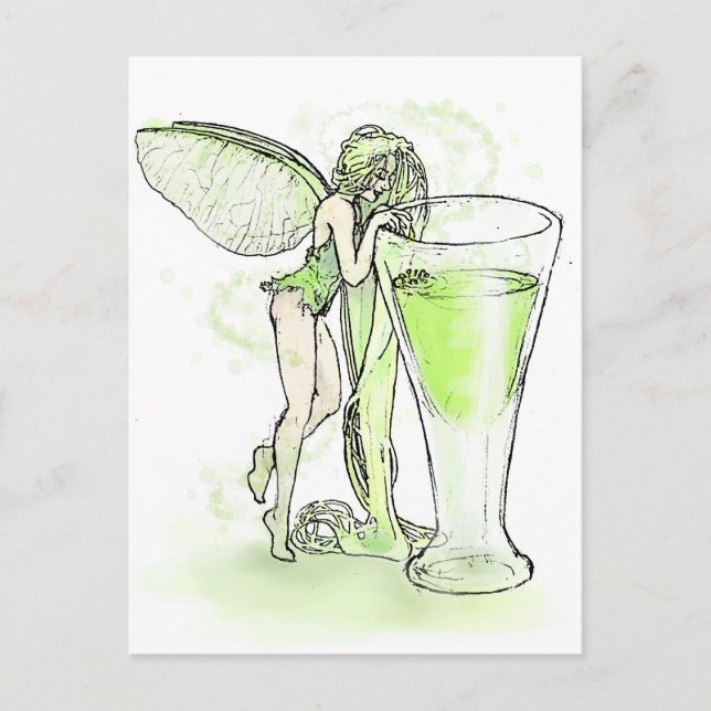 Carte Postale Absinthe La Fee Verte Fairy With Glass (pas de tex (Devant)