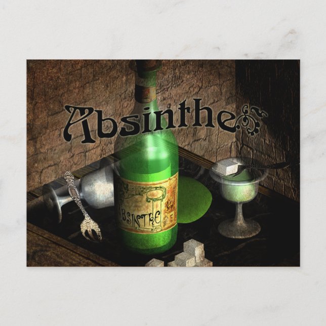 Carte Postale Absinthe Plateau Encore Vie (Devant)