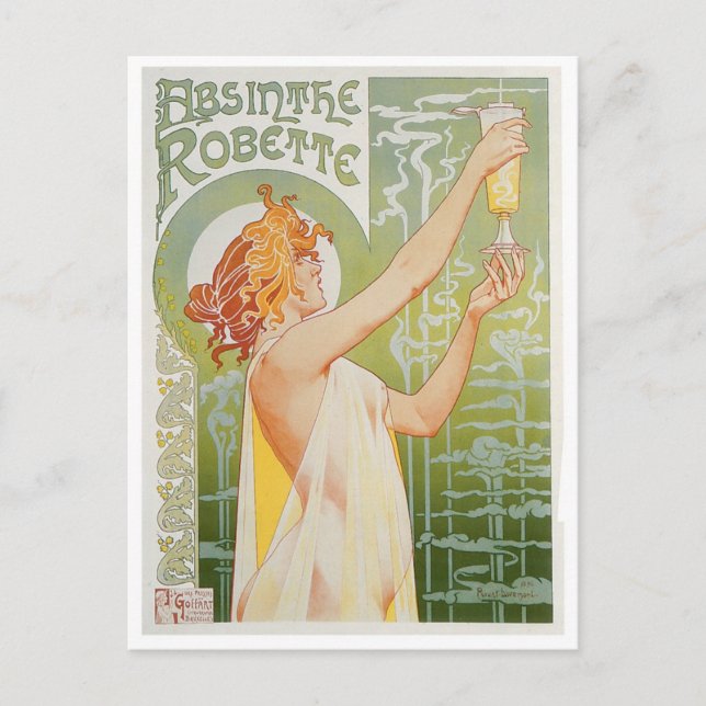 Carte Postale Absinthe Robette Boissons Vintages Publicité (Devant)