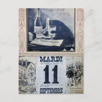 Carte Postale Absinthe vintage Annonce avec chat