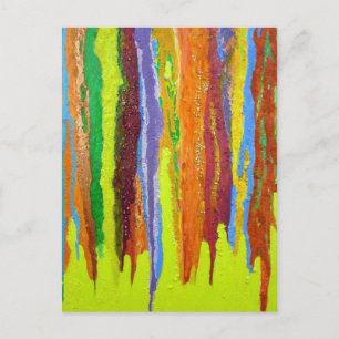 Carte Postale Abstract art rainbow stripes paint drip
