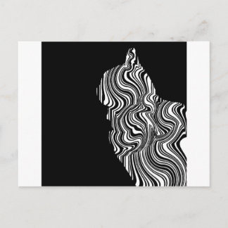 Carte Postale Abstract Black and White Cat Swirl Monochroom
