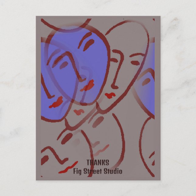Carte Postale Abstract Faces, Fig Street Studio (Devant)