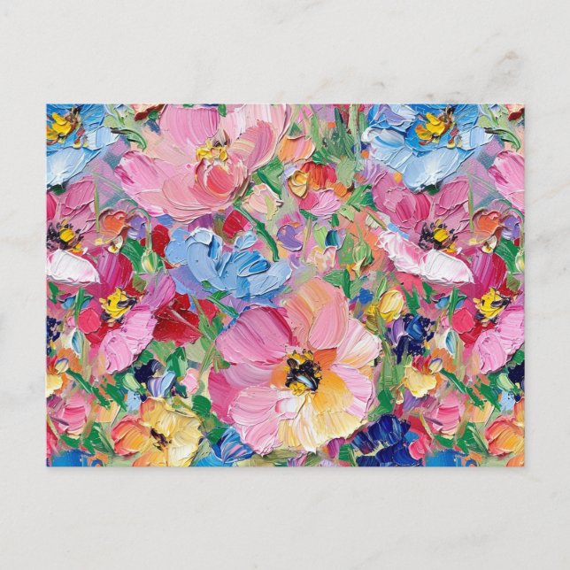 Carte Postale Abstract  Flowers Impressionist Postcard (Devant)