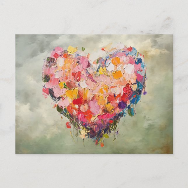 Carte Postale Abstract Heart Flowers Impressionist Postcard (Devant)