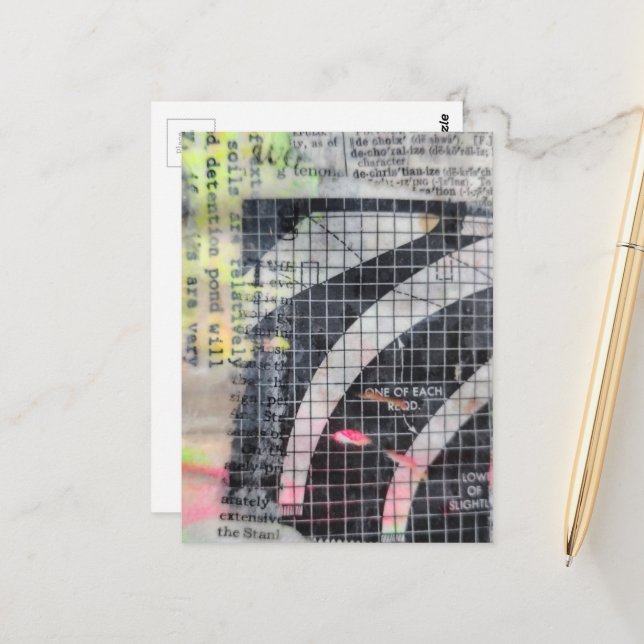 Carte Postale Abstract mixed media collage  (Devant/Arrière en situation)