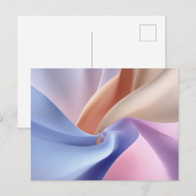 Carte Postale Abstract Pastel Fabric Flow with Gentle Curves (Devant / Derrière)