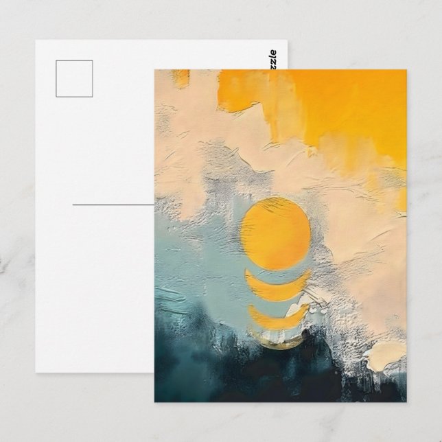 Carte Postale Abstract Sunset – Golden Calm Over Horizons (Devant / Derrière)